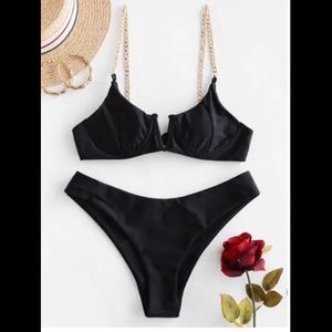 Black chain bikini top